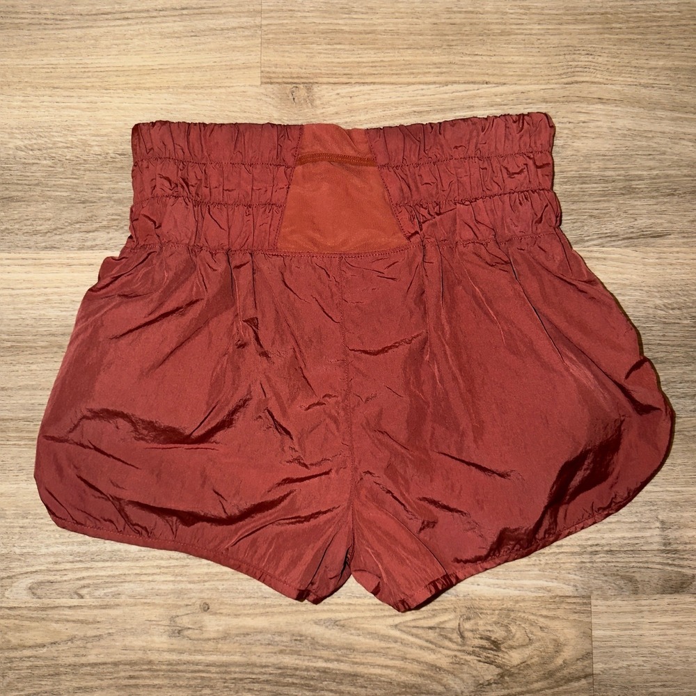 Free People Movement The Way Home Shorts Rust Red High Waisted Smocked Large - Picture 7 of 8